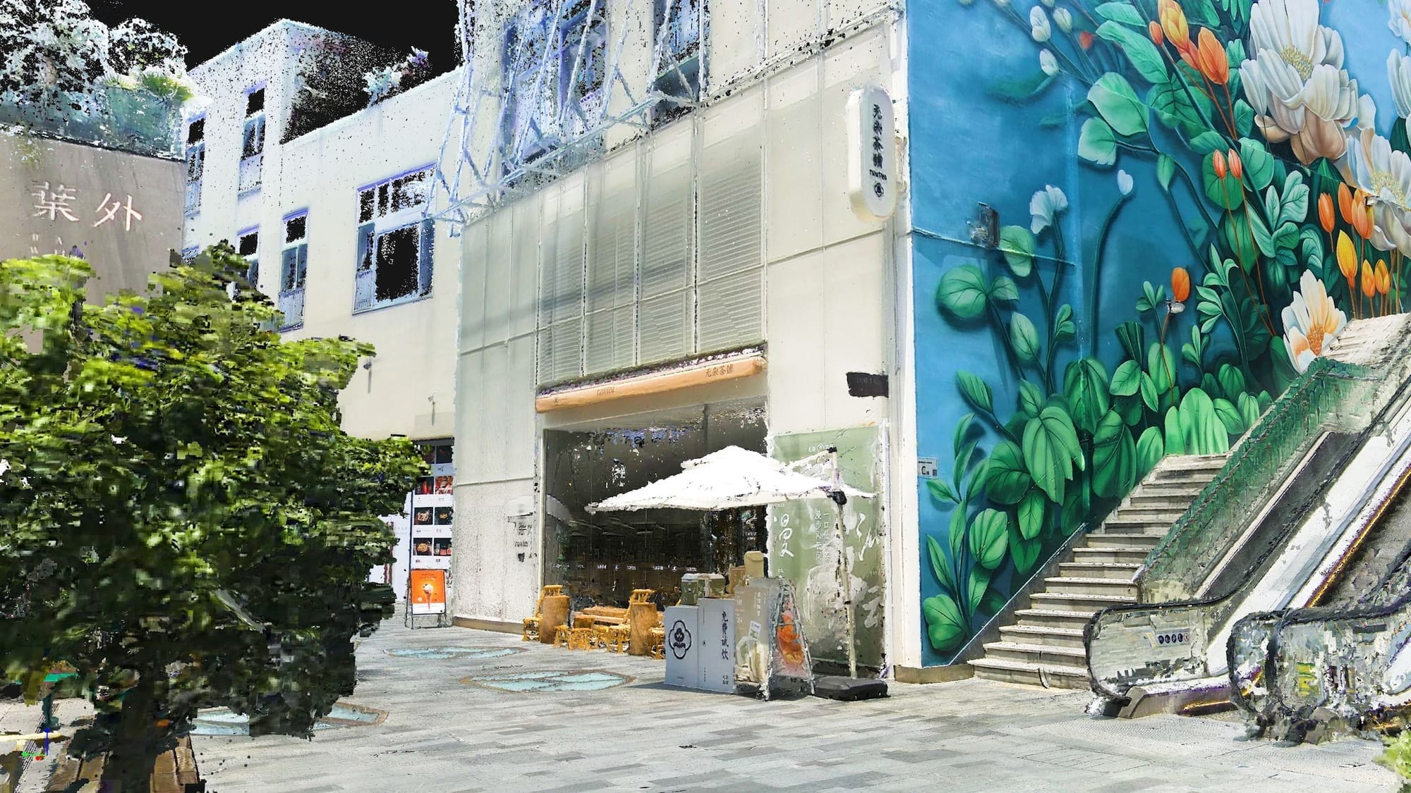 Real-time point cloud reconstruction of a storefront street